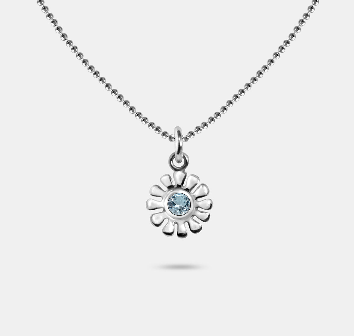 Gemstone Daisy Pendant Necklace with Metal Petals