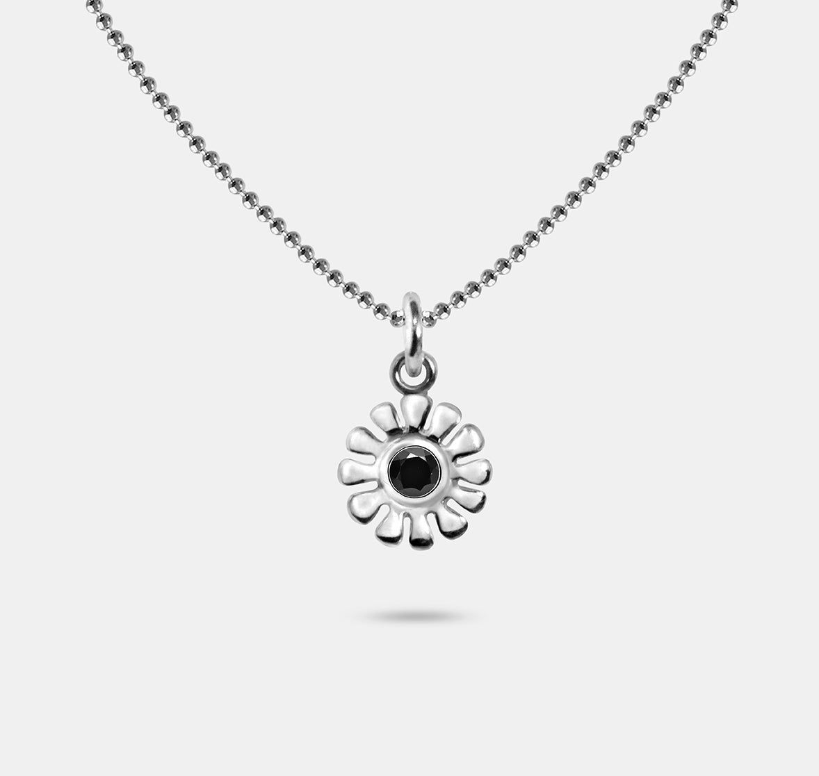 Gemstone Daisy Pendant Necklace with Metal Petals