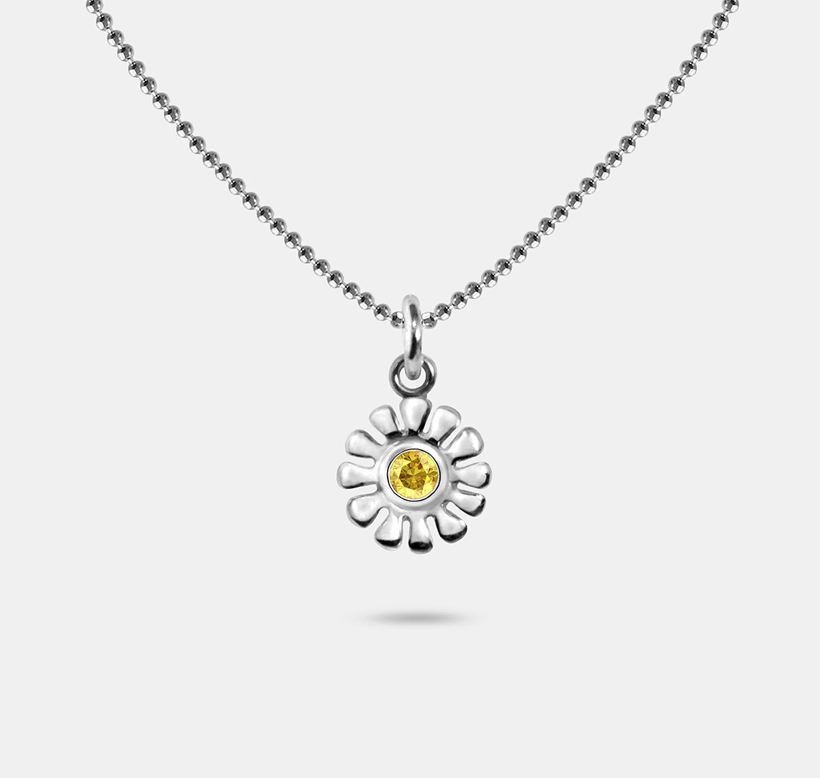 Gemstone Daisy Pendant Necklace with Metal Petals