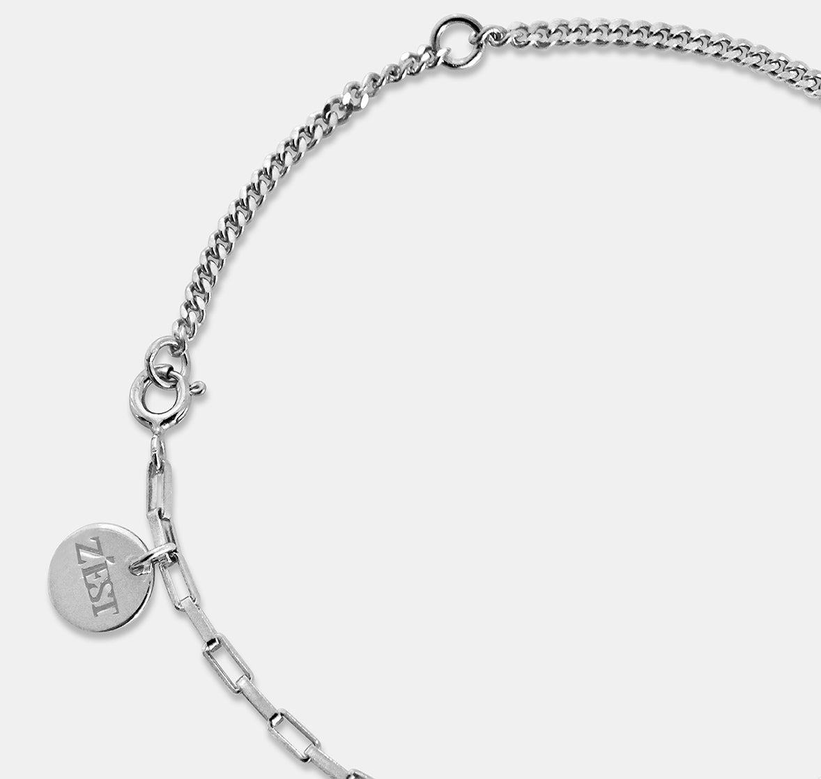 Mixed Chain Bracelet with Round Stone (Crown setting)