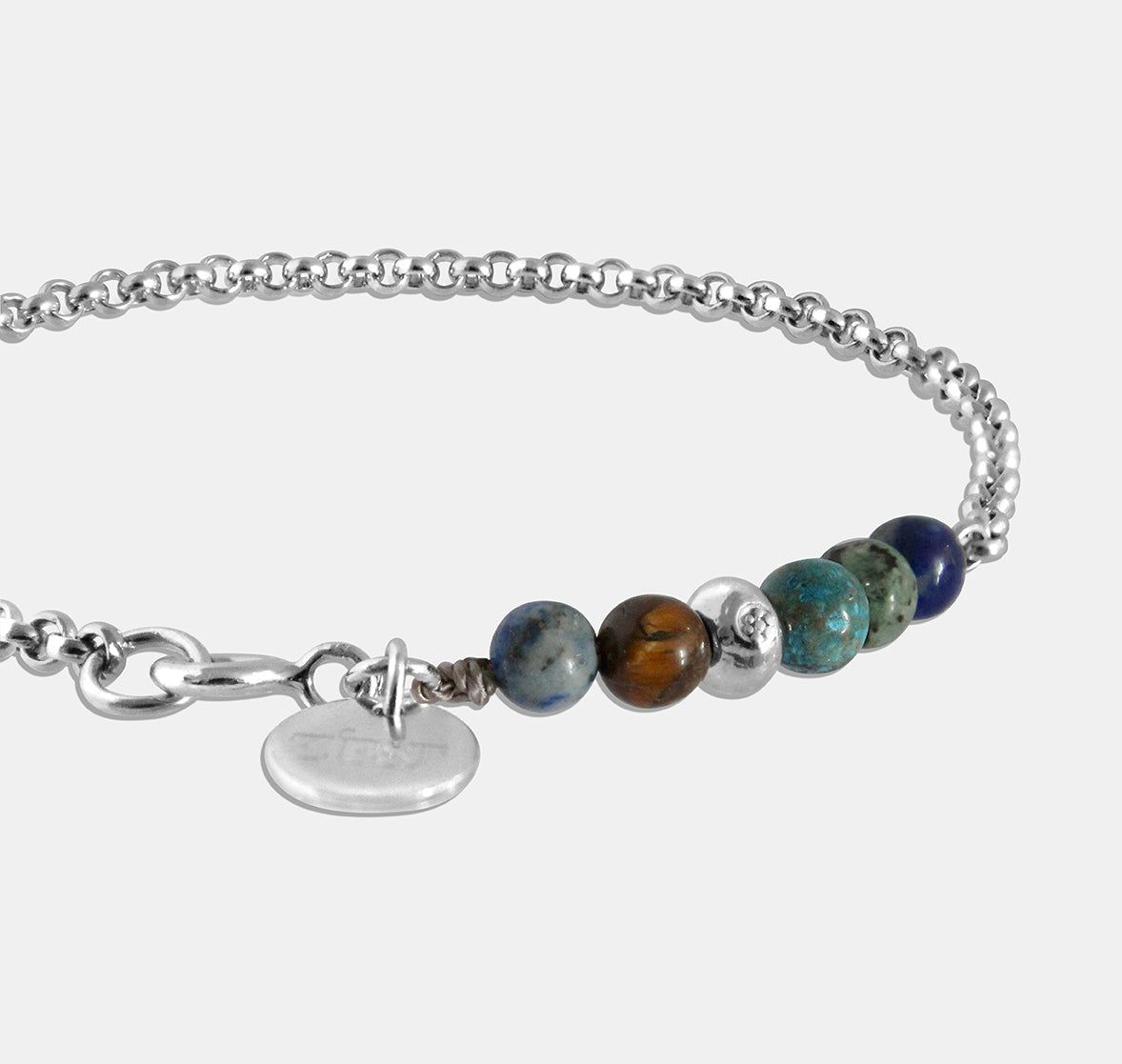 Bracelet with Side Mounted Stone and Silver Beads