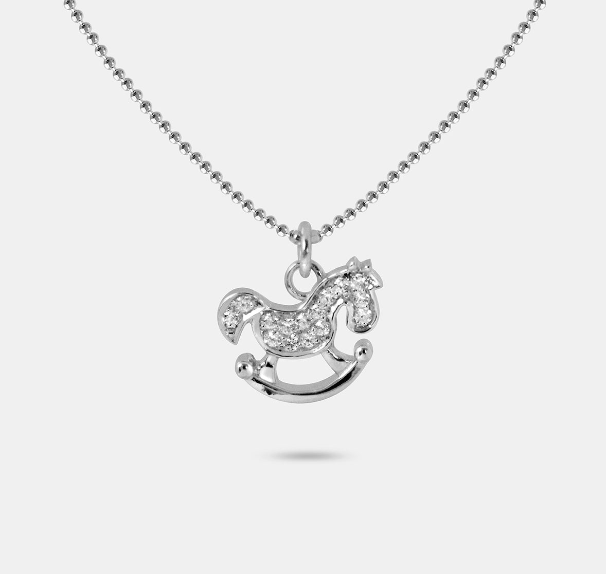 Gem Encrusted Traditional Rocking Horse Pendant Necklace