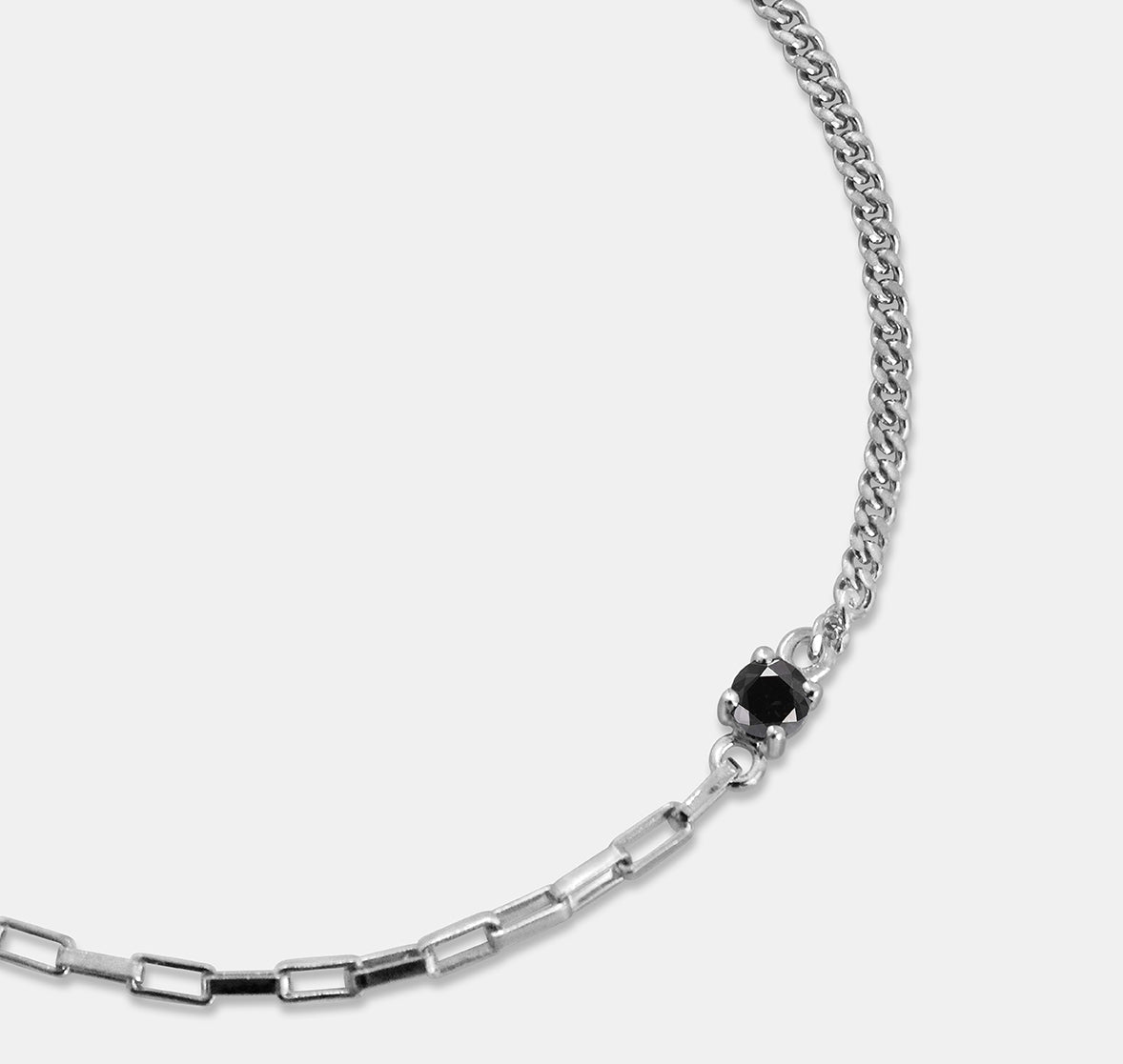 Mixed Chain Bracelet with Round Stone (Crown setting)