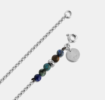 Bracelet with Side Mounted Stone and Silver Beads