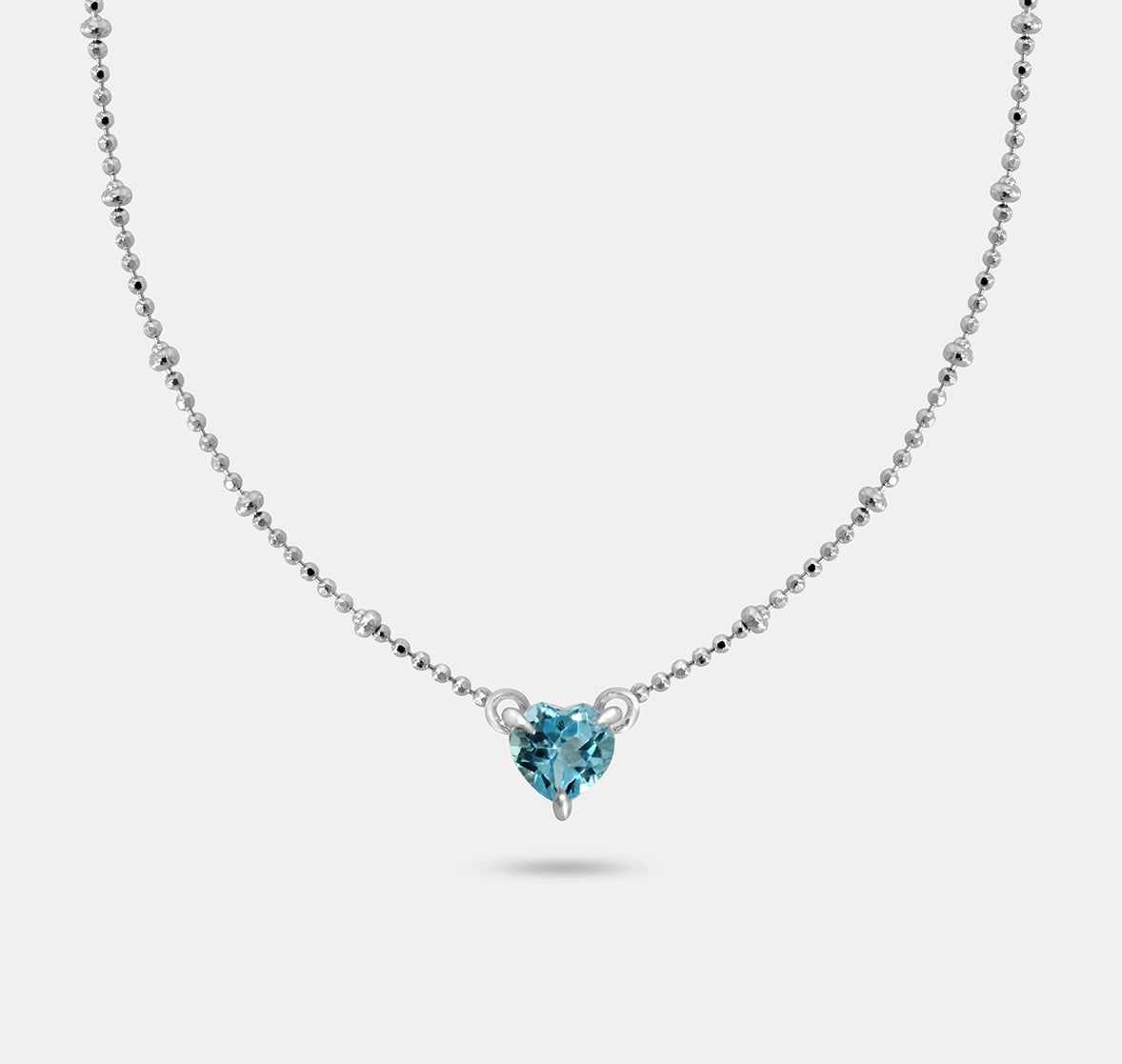 Heart Stone Solitaire Beaded Chain Necklace