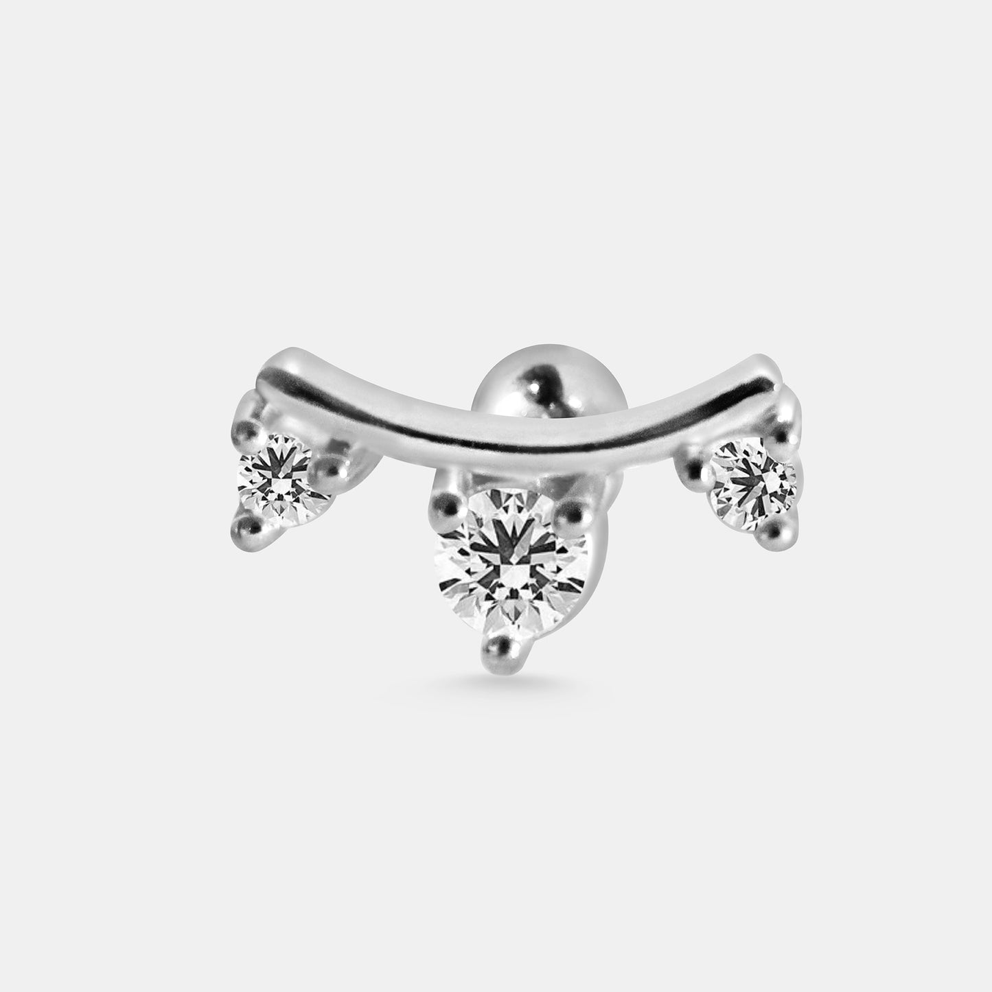 Three Stone Bar Earring Stud