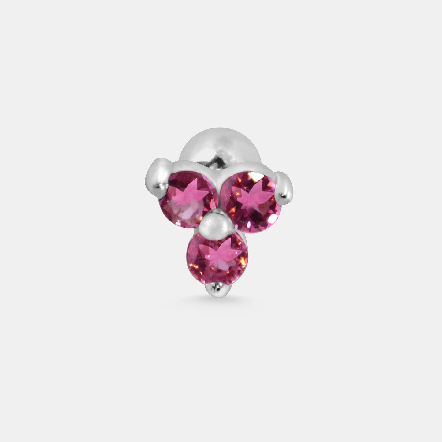 Tiny Gem Trio Cluster with Silver balls Single Stud