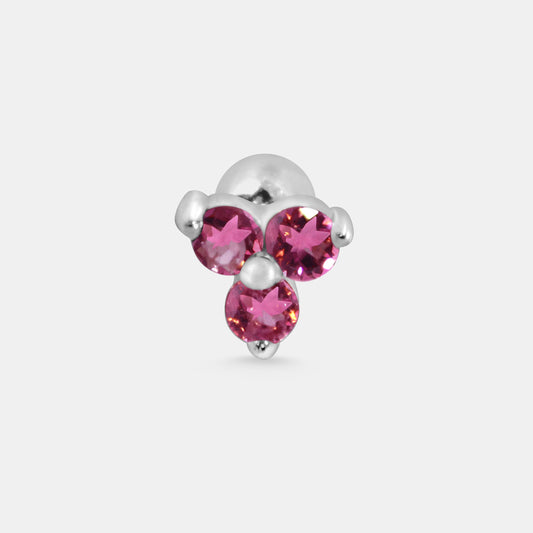 Tiny Gem Trio Cluster with Silver balls Single Stud