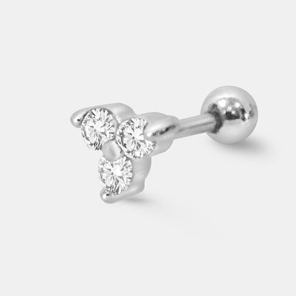 Tiny Gem Trio Cluster with Silver balls Single Stud