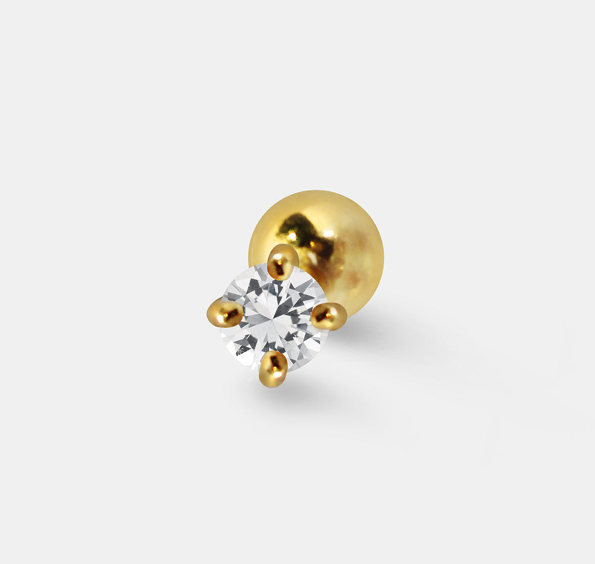 Round Gem Single Stud (Crown Set)