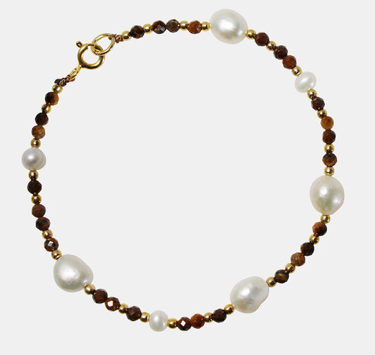 Pearl Bracelet with Brown Beads