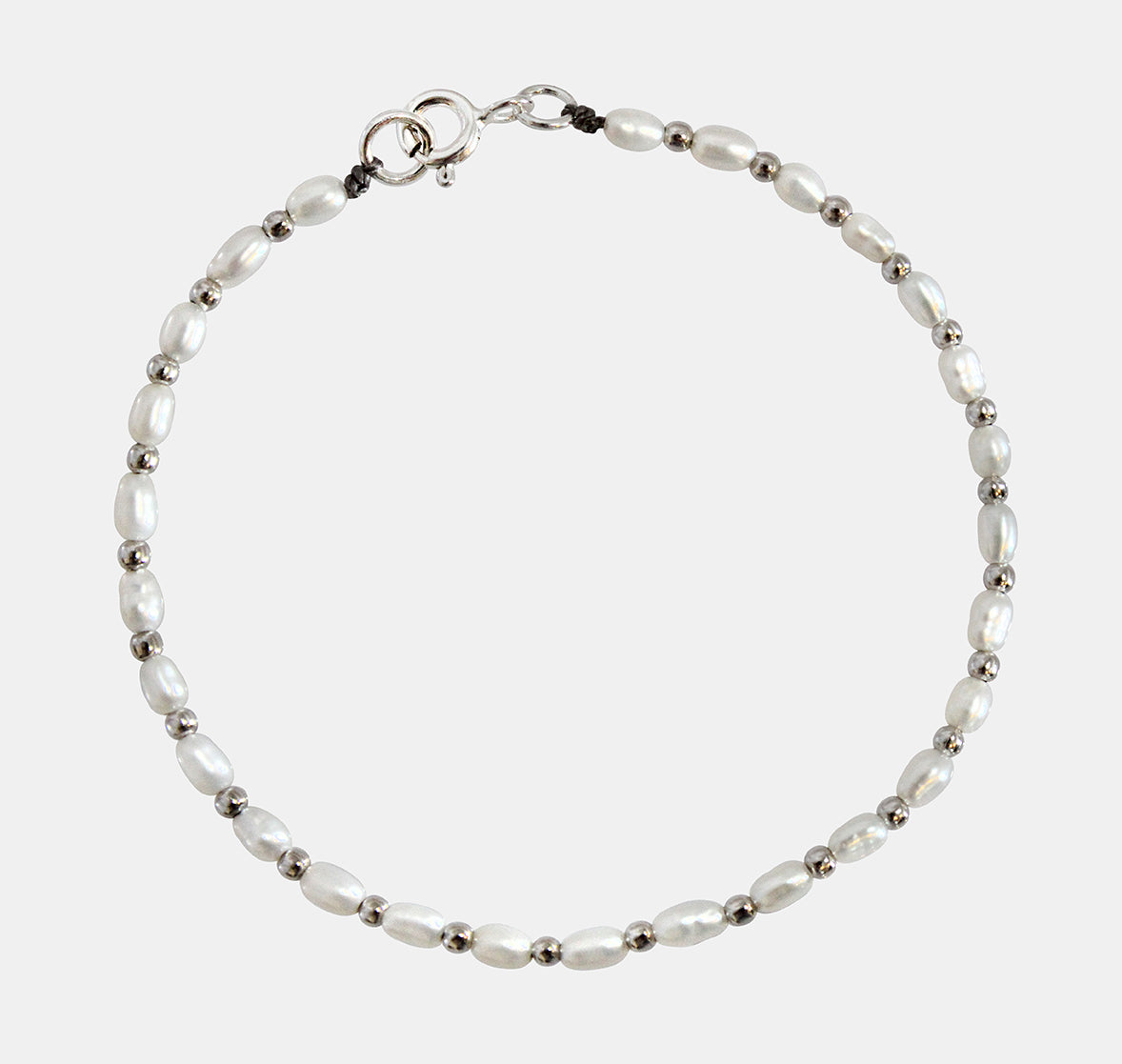 Pearl and Alternating Silver Bead Accent Bracelet