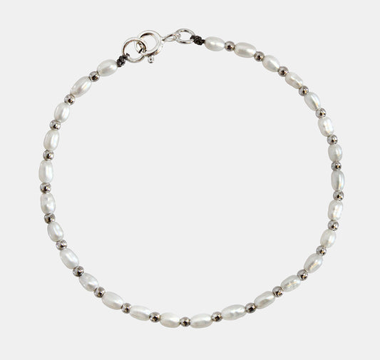 Pearl and Alternating Silver Bead Accent Bracelet