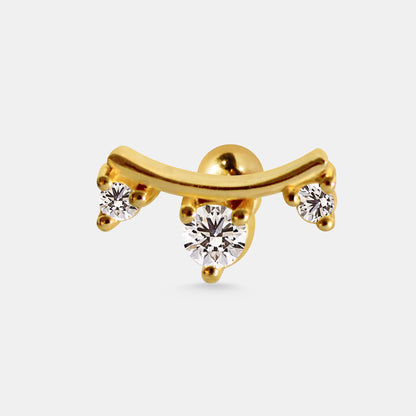 Three Stone Bar Earring Stud