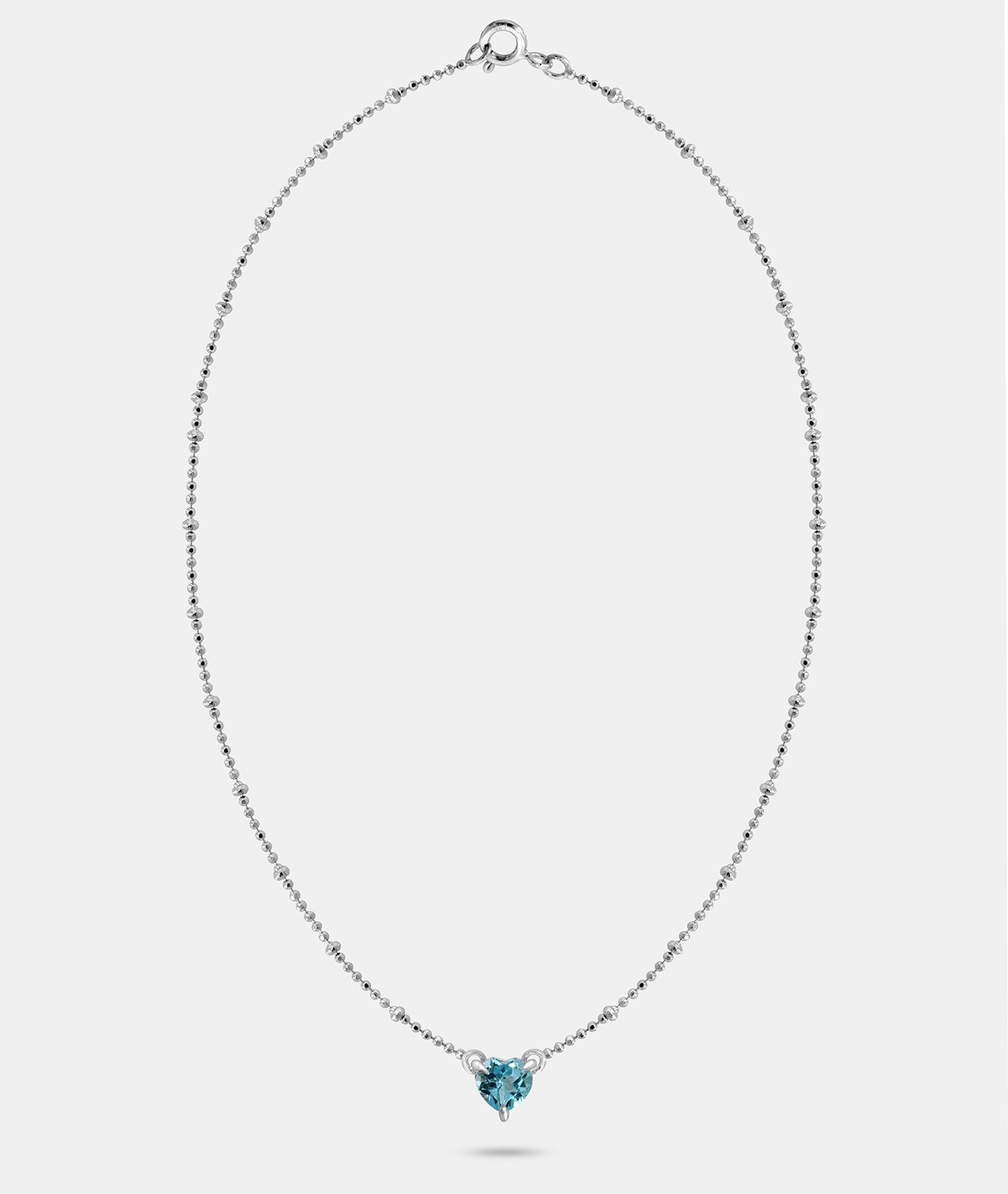 Heart Stone Solitaire Beaded Chain Necklace